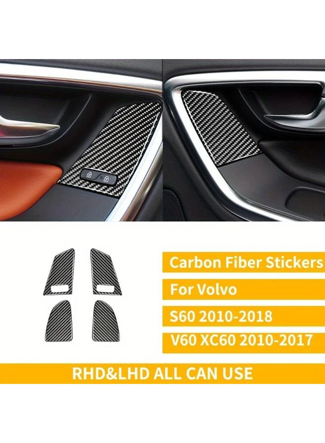 Carbon Fiber Door Lock Panel Cover Type B 1 Set 4 Pcs For Select Car Models - Image 1