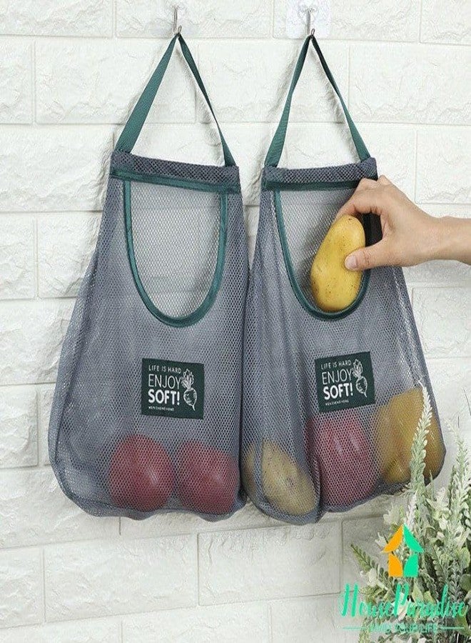 MVM Enterprise Reusable Mesh Bags for Fruit and Vegetable Hanging Storage, Kitchen Storage,Washable & Foldable Net Bags for Fruit Veggies Green Pepper or Garbage Bag (1 PCS) - Image 3