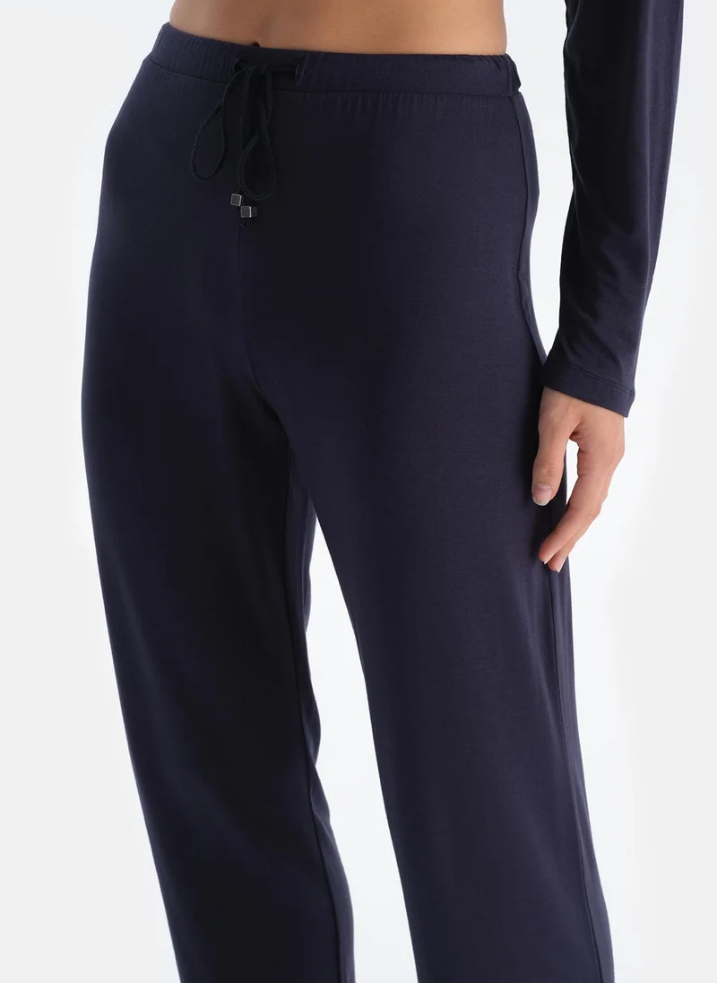 dagi T-shirt & Trousers Pajama Set Crew Neck Modal Mid Rise Sleepwear