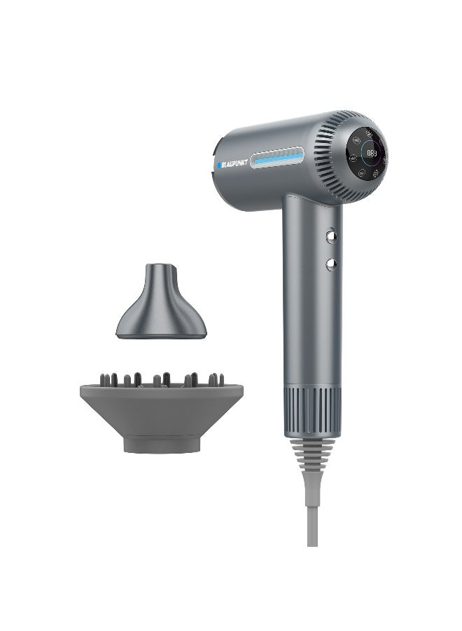 Blaupunkt 1600W Digital Hair Dryer With LED Display Plasma Hair Care Technology, BLDC Motor 110000 RPM, 6 Temperature Settings, Cool And Heat Modes, Magnetic Diffuser And Concentrator Attachments SDD916 - Image 1