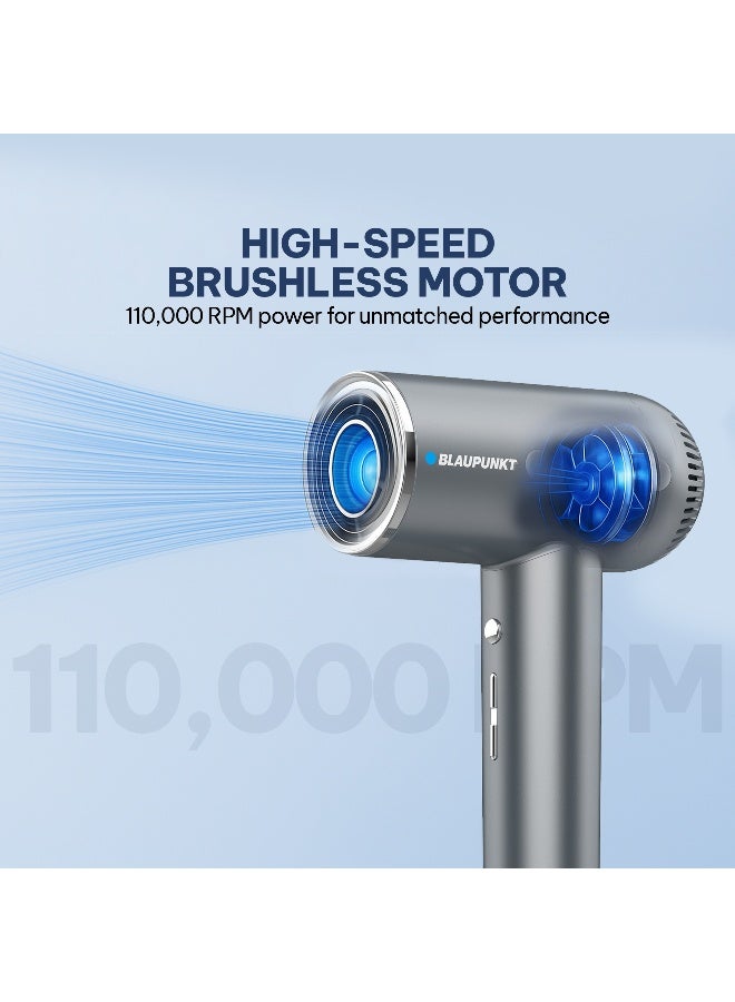 Blaupunkt 1600W Digital Hair Dryer With LED Display Plasma Hair Care Technology, BLDC Motor 110000 RPM, 6 Temperature Settings, Cool And Heat Modes, Magnetic Diffuser And Concentrator Attachments SDD916 - Image 3
