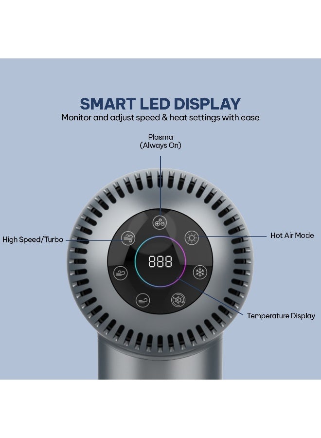 Blaupunkt 1600W Digital Hair Dryer With LED Display Plasma Hair Care Technology, BLDC Motor 110000 RPM, 6 Temperature Settings, Cool And Heat Modes, Magnetic Diffuser And Concentrator Attachments SDD916 - Image 4