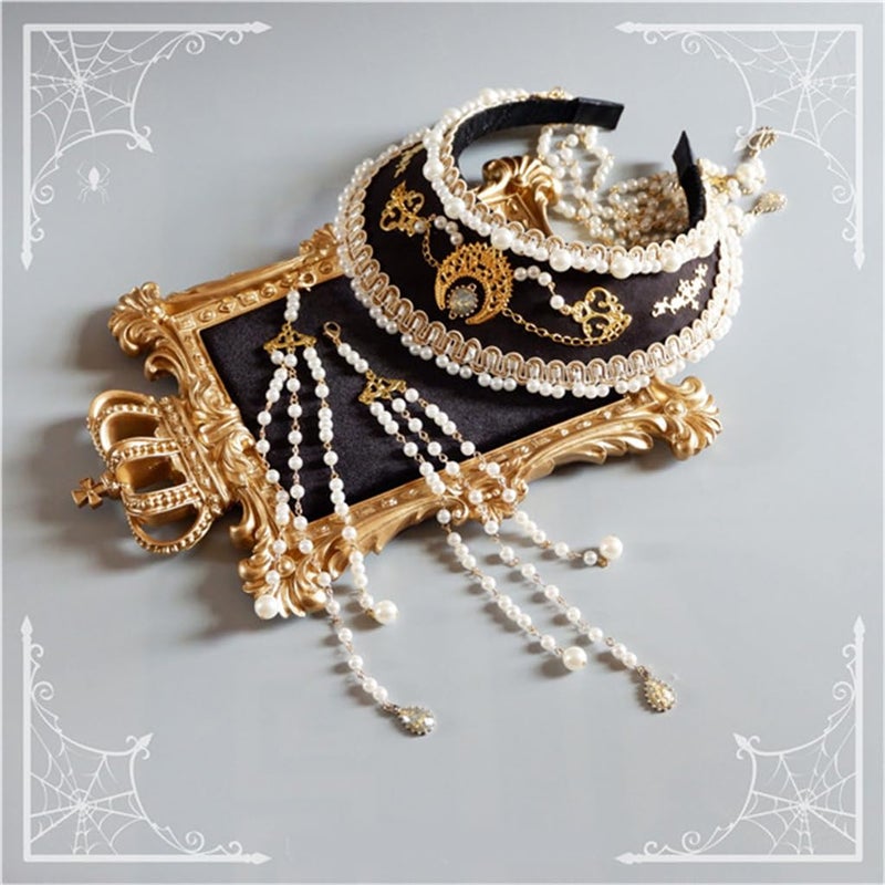 MYAYD Women's Palace Retro Tudor Hat Hair Accessories Crown Headwear Decoration Multicolor Handmade (Black) - Image 5