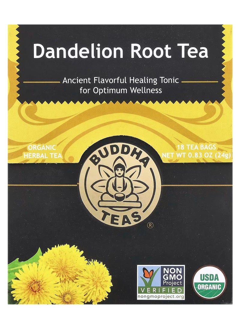 Buddha Teas, Organic Herbal Tea, Dandelion Root, Caffeine Free, 18 Tea Bags, 0.83 oz (24 g) - Image 1