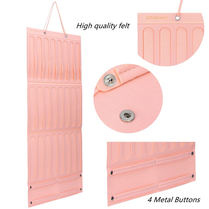 JOYMOMO Girly Pink Hair Accessory Organizer - Holder for Girls' Hair Bows, Clips, Ties & Scrunchies - Foldable Wall Mount Storage Caddy - Image 5