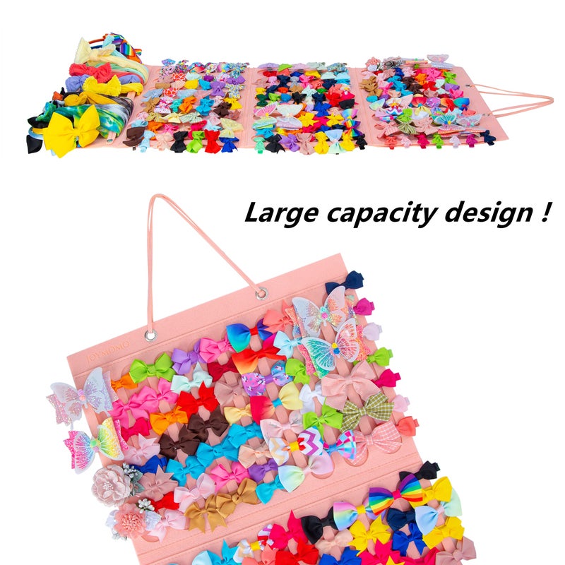 JOYMOMO Girly Pink Hair Accessory Organizer - Holder for Girls' Hair Bows, Clips, Ties & Scrunchies - Foldable Wall Mount Storage Caddy - Image 3