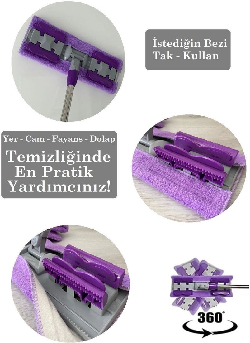 Tugomer - Stella Microfiber Mop with Clamp - Floor Wall Glass Cleaning Mop & Telescopic Mop Set with Clamp - Image 1