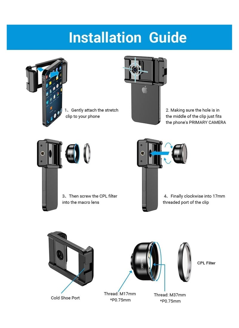 SYOSI - 100mm Macro Lens with CPL for SmartphoneHD Macro Photography Lens for iPhone SamsungOneplus Android PhoneFits for Almost ofCell Phone Macro Lens Attachment - Image 1