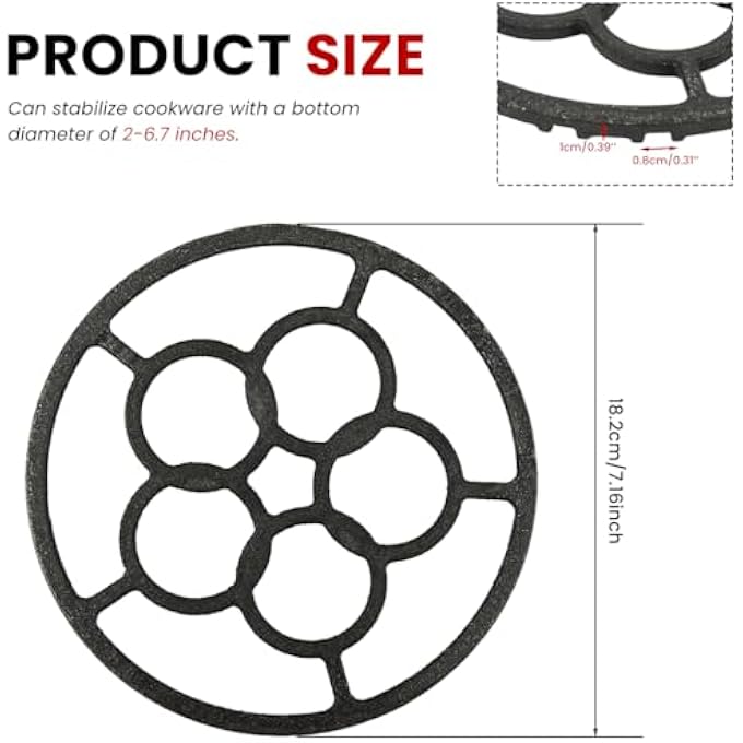 ELEPHANTBOAT Cast Iron Wok Support Ring Stovetop Stand Non Slip Gas Ring Reducer For Moka Pot Coffee Pot Small Saucepan Reducer Ring Holder Trivets - Image 3