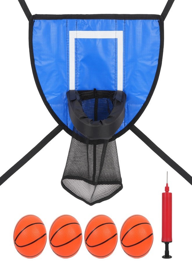 Hlimior Trampoline Basketball Hoop for Dunking with 4 Mini Balls and 1 Pump Durable Basketball Hoop for Trampoline Easy to Assemble with Universal Accessories (Blue) - Image 1