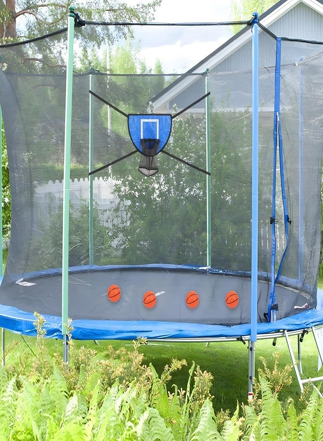 Hlimior Trampoline Basketball Hoop for Dunking with 4 Mini Balls and 1 Pump Durable Basketball Hoop for Trampoline Easy to Assemble with Universal Accessories (Blue) - Image 5