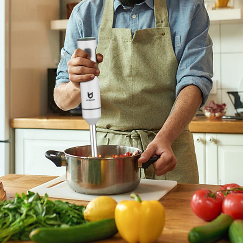 UTALENT Cordless Hand Blender, UTALENT Variable Speed Immersion Blender Rechargeable, with 500ml Chopper, 600ml container, Egg Whisk, for Smoothies, Baby Food and Soups â€“ White - Image 5