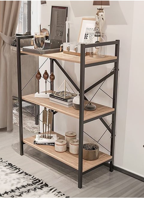 Coffee Corner Table for Display and Storage, 3 Shelf Wood Side Table with Metal Frame Meets All Your Needs - Brown/Black
