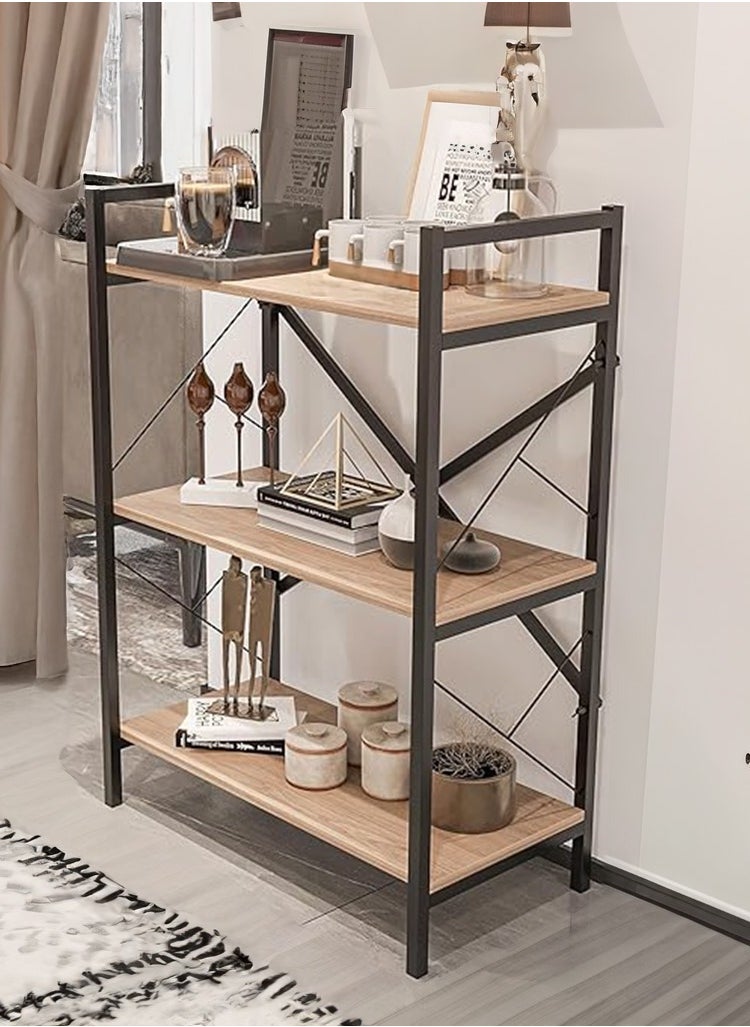 AGD - Coffee Corner Table for Display and Storage, 3 Shelf Wood Side Table with Metal Frame Meets All Your Needs - Brown/Black - Image 1