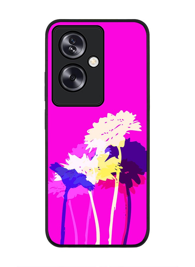 Stylizedd Rugged Black Edge Case for Oppo A79 5G, Slim fit Soft Case Flexible Rubber Edges Anti Drop TPU Gel Thin Cover - Bleeding Flowers (Pink) - Image 1