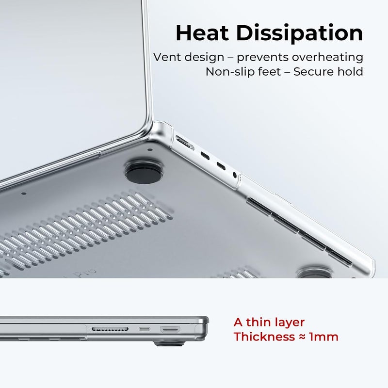 إيوكو غطاء المتوافق مع MacBook Pro مقاس 14 بوصة 2024 2023 2022 2021 طرازات M3 M2 M1 A2918 A2992 A2779 A2442 Pro Max Chip، أغطية صلبة مع غطاء لوحة مفاتيح، واقي شاشة (شفاف) - Image 4