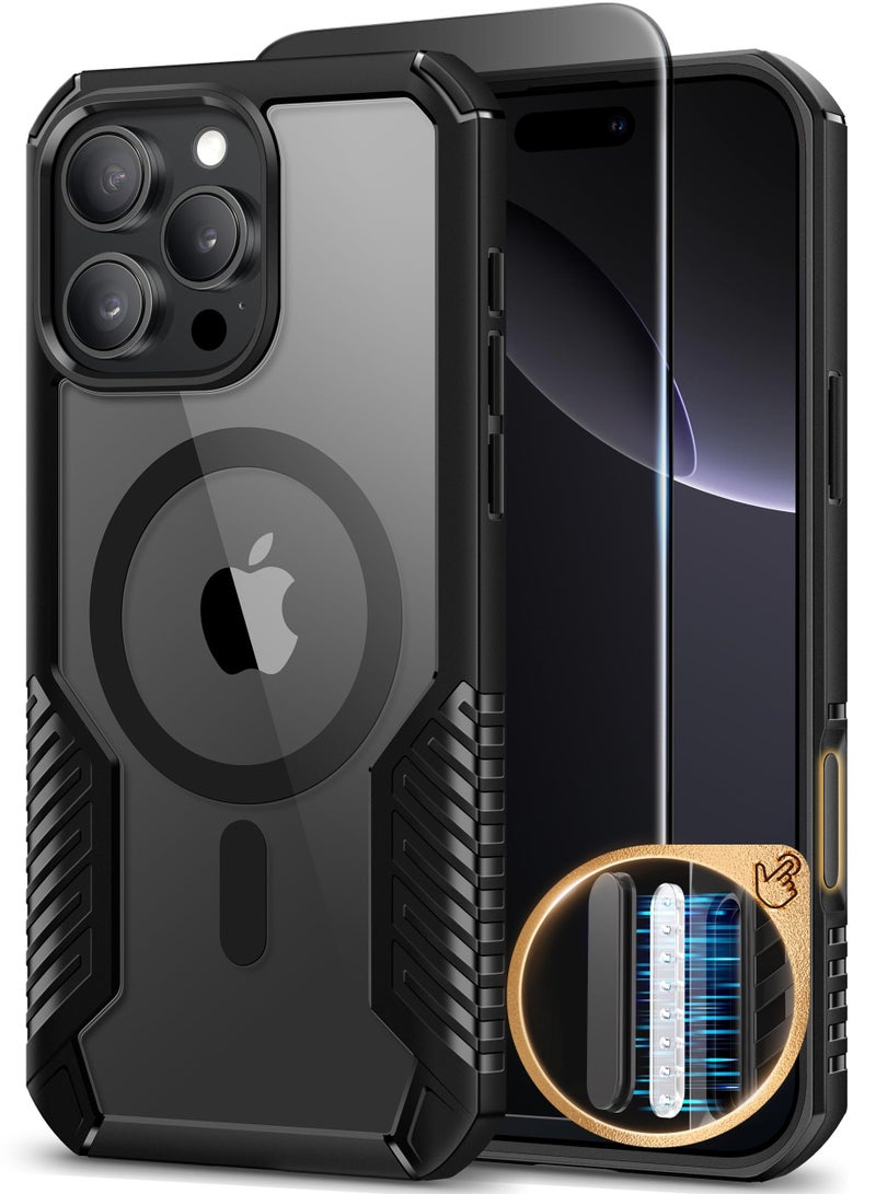 موبوسي حافظة iPhone 16 Pro Max [متوافقة مع MagSafe] [حماية كاملة من الصدمات] [مع واقي شاشة الخصوصية وواقي عدسة الكاميرا] حافظة هاتف مغناطيسية متينة وقوية مقاس 6.9 بوصة باللون الأسود.​ - Image 1