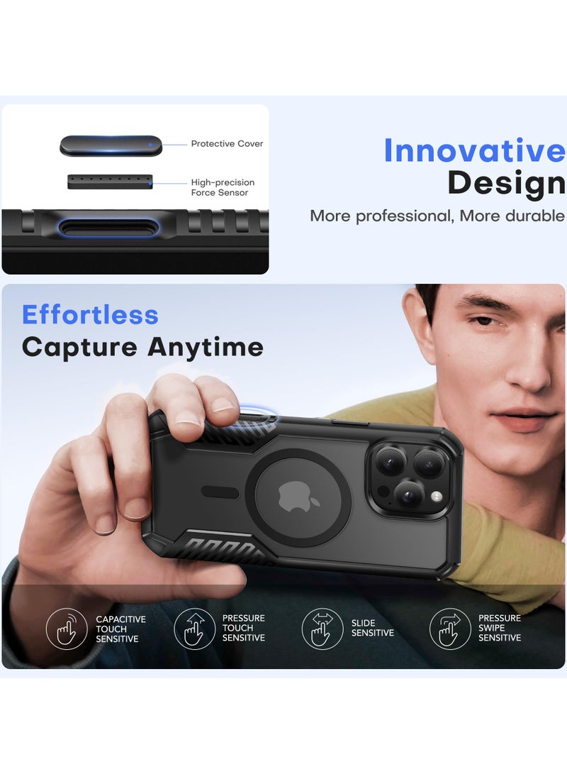 موبوسي حافظة iPhone 16 Pro Max [متوافقة مع MagSafe] [حماية كاملة من الصدمات] [مع واقي شاشة الخصوصية وواقي عدسة الكاميرا] حافظة هاتف مغناطيسية متينة وقوية مقاس 6.9 بوصة باللون الأسود.​ - Image 3