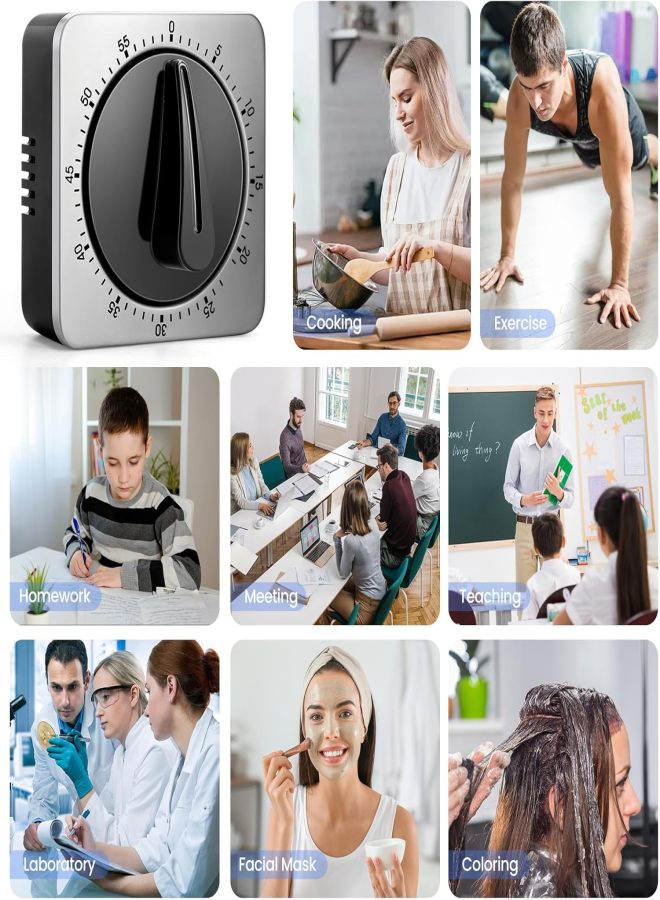 مؤقت مطبخ دقيق من Chef's Precision، مؤقت طهي ميكانيكي قوي مع منبه، بدون بطارية مع ظهر مغناطيسي، تصميم من الفولاذ المقاوم للصدأ  - Image 2