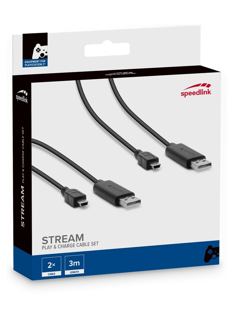 SPEEDLINK STREAM Play & Charge Cable Set - for PS3, black  - Image 1