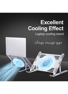 هوديوس حامل كمبيوتر محمول من سبائك الألومنيوم مع مروحة، زاوية قابلة للتعديل، قابل للطي، غير قابل للانزلاق وحامل ثابت للكمبيوتر اللوحي  - Image 2