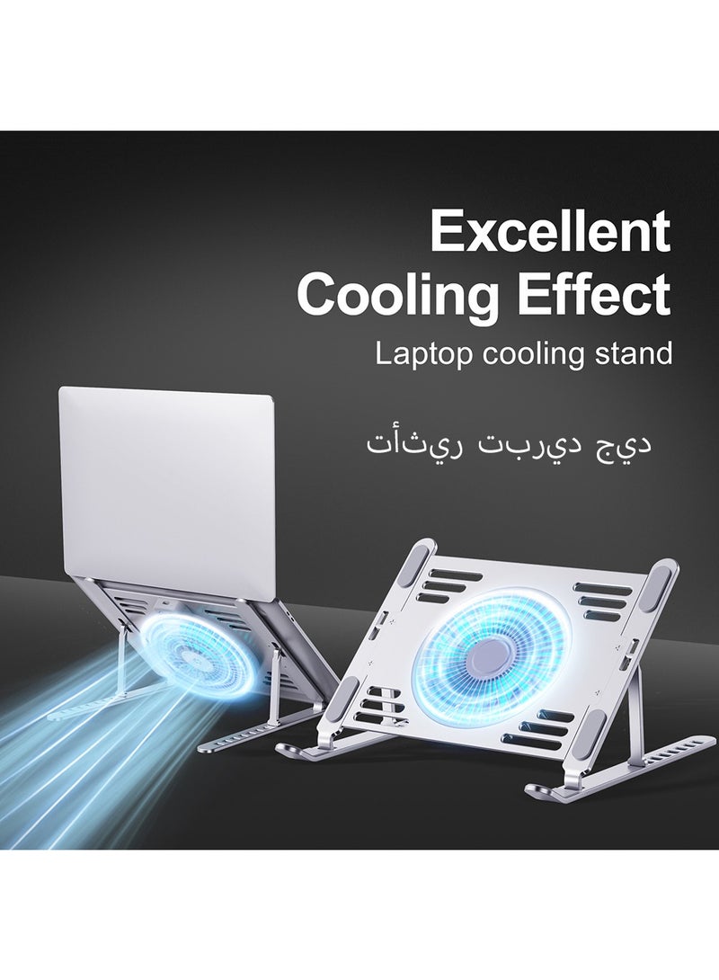 HouDeOS Aluminum Alloy Laptop Stand with Fan, Adjustable Angle, Foldable, Non-slip and Stable Tablet Stand - Image 2