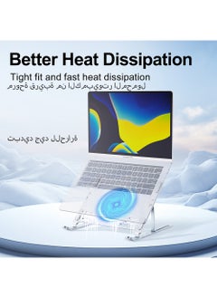 هوديوس حامل كمبيوتر محمول من سبائك الألومنيوم مع مروحة، زاوية قابلة للتعديل، قابل للطي، غير قابل للانزلاق وحامل ثابت للكمبيوتر اللوحي  - Image 4