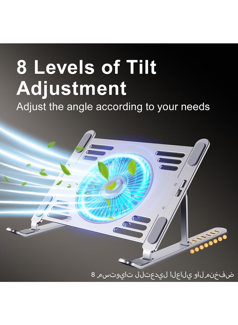 HouDeOS Aluminum Alloy Laptop Stand with Fan, Adjustable Angle, Foldable, Non-slip and Stable Tablet Stand - Image 5