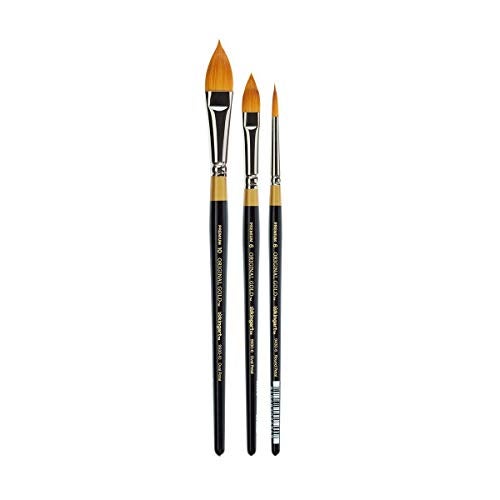 KINGART Premium Original Gold® 3 pc. Floral Brush Set, Synthetic Golden Taklon Hair for Acrylic, Watercolor & Oil, Short Handle, 9930-6, 10, 9430-6 - Image 1