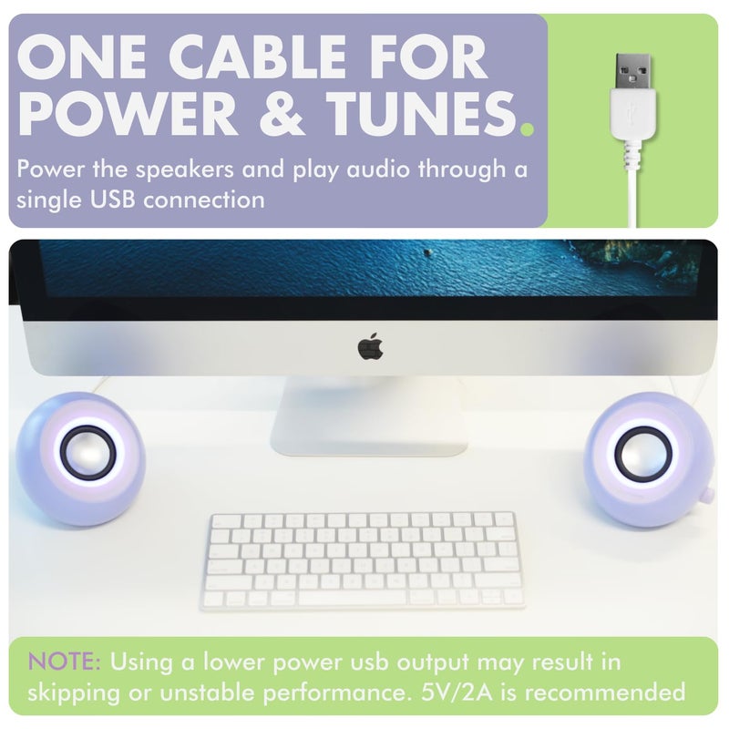 X9 Performance Purple Computer Speakers for Desktop PC with RGB Lighting, Bluetooth, USB, and AUX - Triple Mode Connection, Dual 2.25" Drivers for Work and Play - Bluetooth PC Speakers - Purple - Image 2