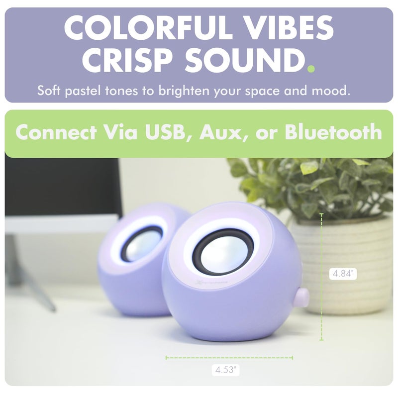 X9 Performance Purple Computer Speakers for Desktop PC with RGB Lighting, Bluetooth, USB, and AUX - Triple Mode Connection, Dual 2.25" Drivers for Work and Play - Bluetooth PC Speakers - Purple - Image 3
