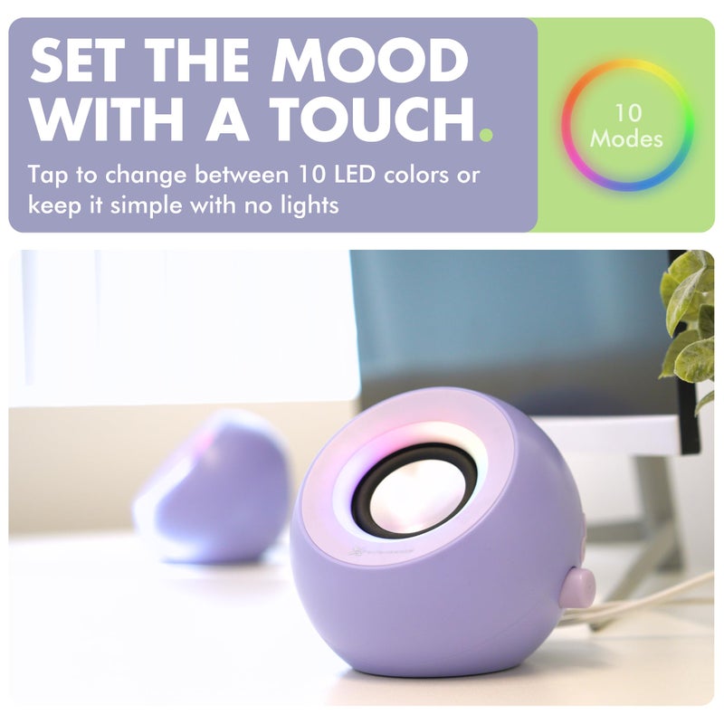 X9 Performance Purple Computer Speakers for Desktop PC with RGB Lighting, Bluetooth, USB, and AUX - Triple Mode Connection, Dual 2.25" Drivers for Work and Play - Bluetooth PC Speakers - Purple - Image 4