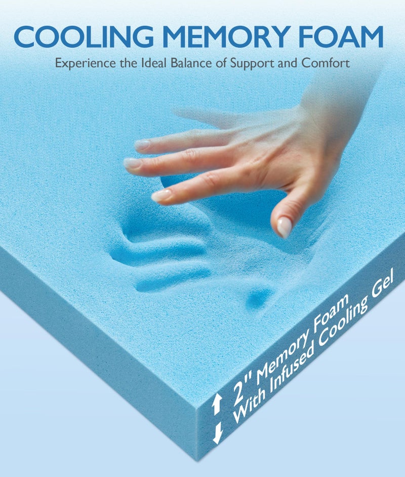 SINWEEK 2 Inch Twin Cooling Memory Foam Mattress Topper for Pressure Relief, Thick Bed Mattress Pad with Cooling Soft Cover and Adjustable Straps, CertiPUR-US Certified - Image 4