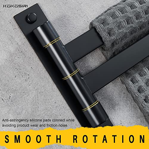 KOKOSIRI Bathroom Towel Bars Swivel Towel Rails Matte Black Swing Out Hand Towel Holder 2-Arm for Bath Kitchen Wall Stainless Steel B5007BK-A2 - Image 5