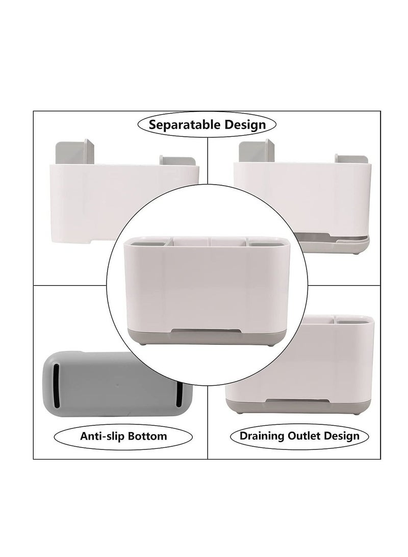 SYOSI Toothbrush Holder for Bathroom Detachable for Easy Cleaning Toothbrush Caddy with 2 dividers and Anti-Slip Base for Family&Kids(Blue)  - Image 5