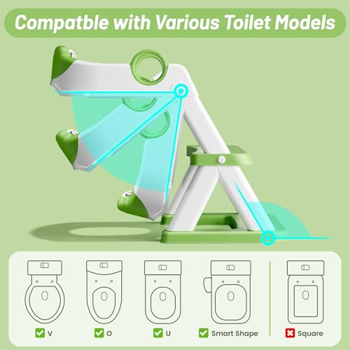 Rabb 1st Frog Potty Training Seat, Upgrade Toddler Toilet Seat for Kids Boys Girls, 2 in 1 Potty Training Toilet for Kids, Splash Guard Anti-Slip Pad Step Stool - Image 5