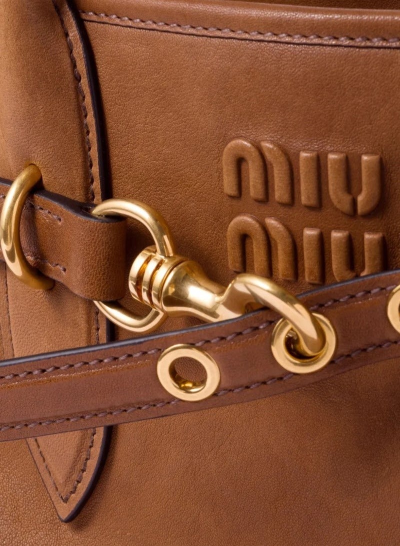 مياو مياو حقيبة السيدات MiuMiu، حقيبة محمولة أنيقة، بني - Image 3