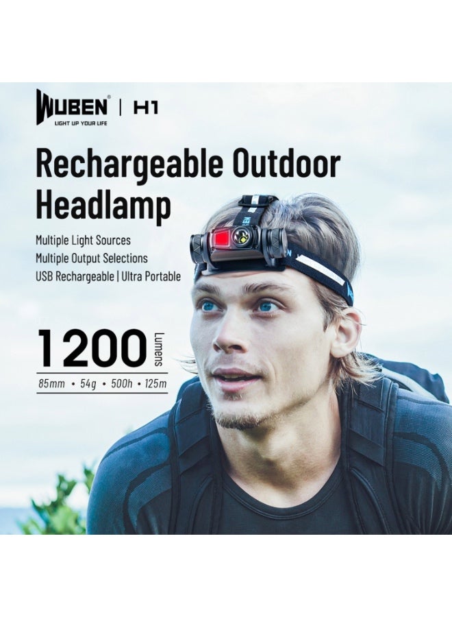 وبين مصباح رأس LED عالي الإضاءة WUBEN H1 للاستخدام الخارجي، قابل لإعادة الشحن عبر USB. - Image 2