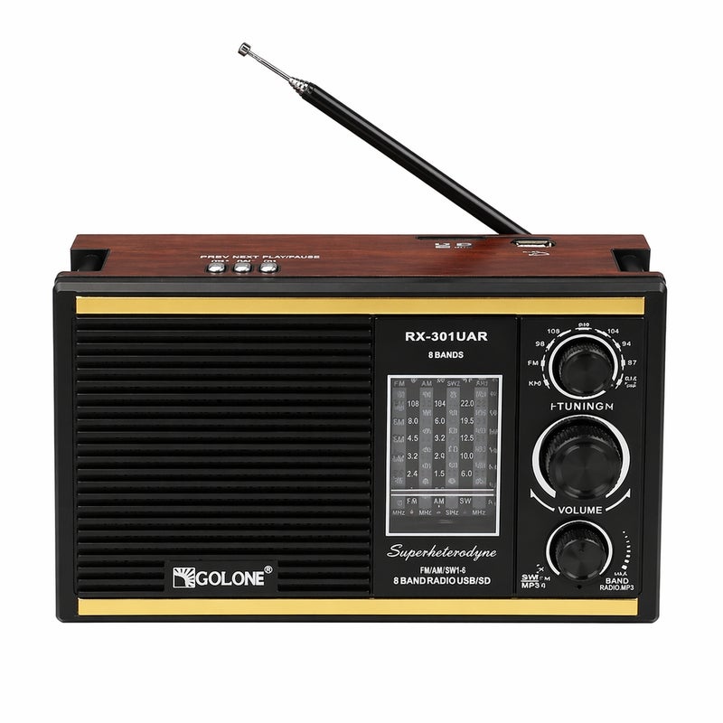 Portable Retro Radio ,Multi-Band FM/AM/SW with USB, SD & MP3 - A1-334 - Image 1