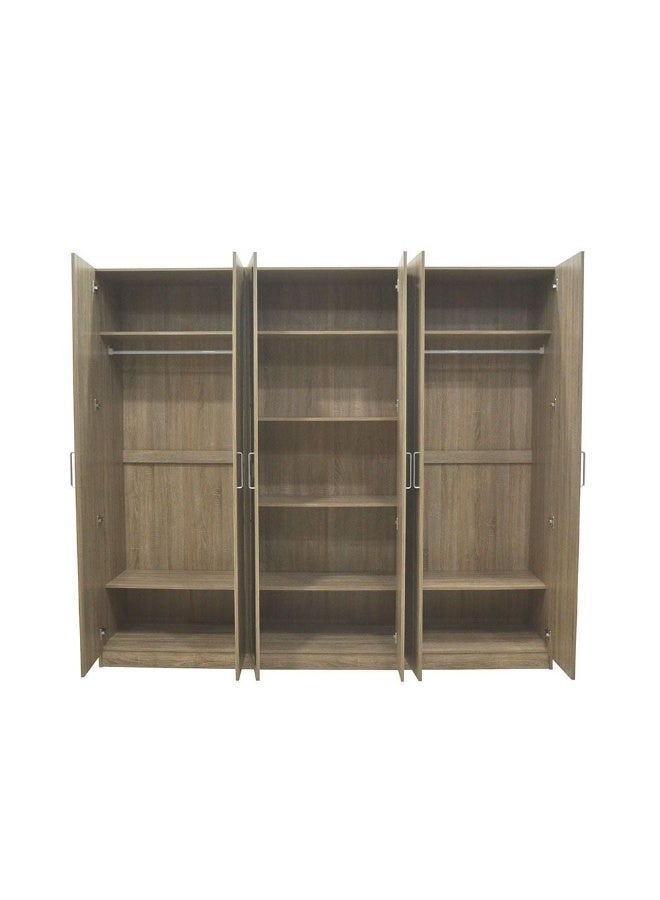 DANUBE HOME Supreme 6-Door Wardrobe With Mirror For Hanging Clothes Extra Sturdy Rack Storage Organiser Modern Design Space Saving Cabinets For Bedroom - French Sonoma Oak - Image 3