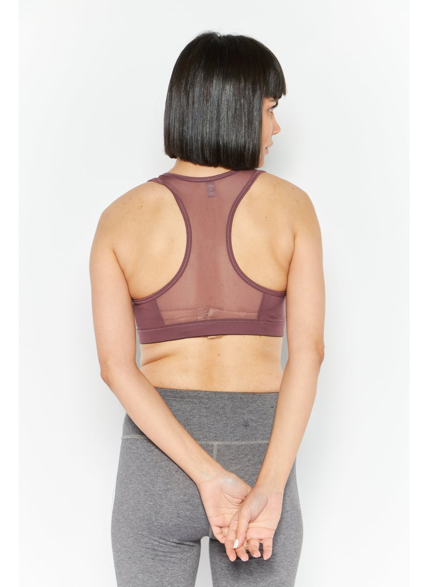 PUMA Women Brand Logo Non Padded Sports Bra, Dusty Plum  - Image 4