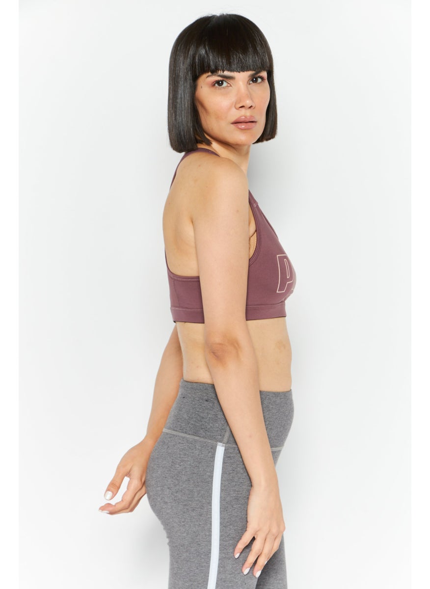 PUMA Women Brand Logo Non Padded Sports Bra, Dusty Plum  - Image 2