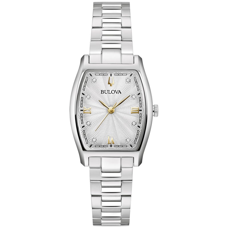 Bulova Ladies Dress Classic Diamond 3Hand Quartz Watch Stainless Steel Bracelet 26x35mm Case - Image 2