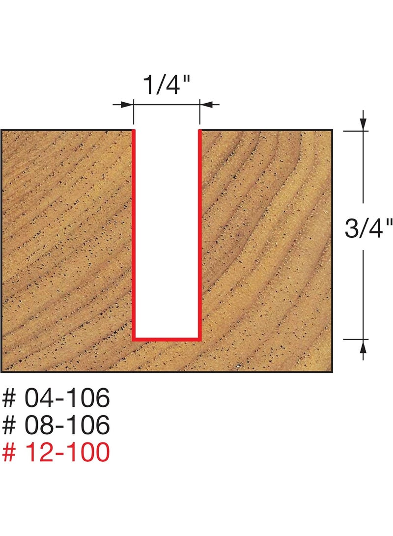 freud Freud Double Flute Straight Bit with Tico Hi-Density Carbide for Maximum Performance - 2 Cutters, 24000 RPM, 3/4" Height, 1/4" Diameter, 2-3/8" Length, 1/2" Shank - 12-100  - Image 2