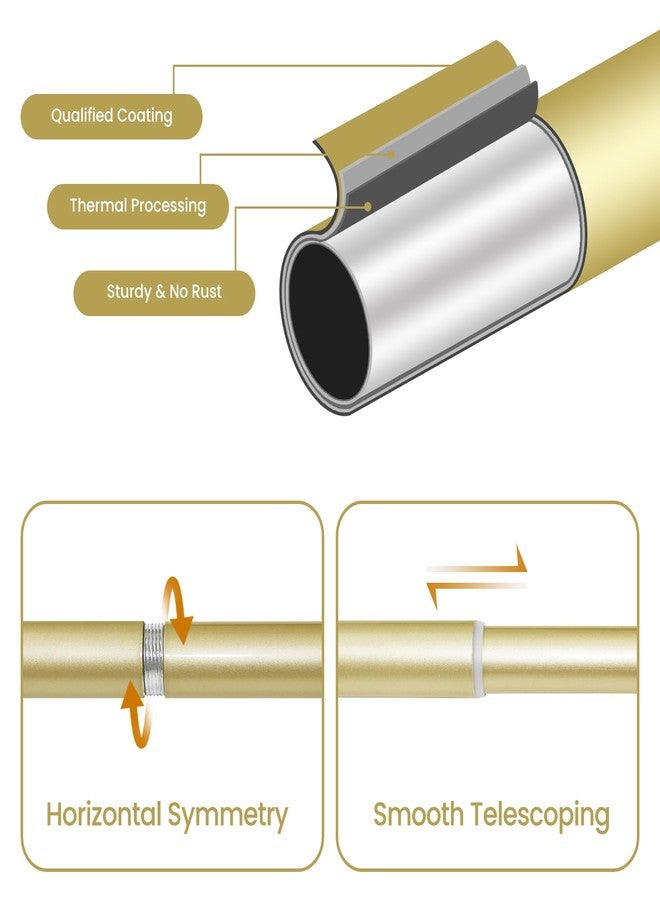 EQURROY Gold Double Curtain Rod for Windows 66 to 120 Inch: Double Window Treatment Curtain Rod Heavy Duty Adjustable from 66 to 120 Inch - Gold Foil Resin Finials and Double Curtain Rod - Image 3