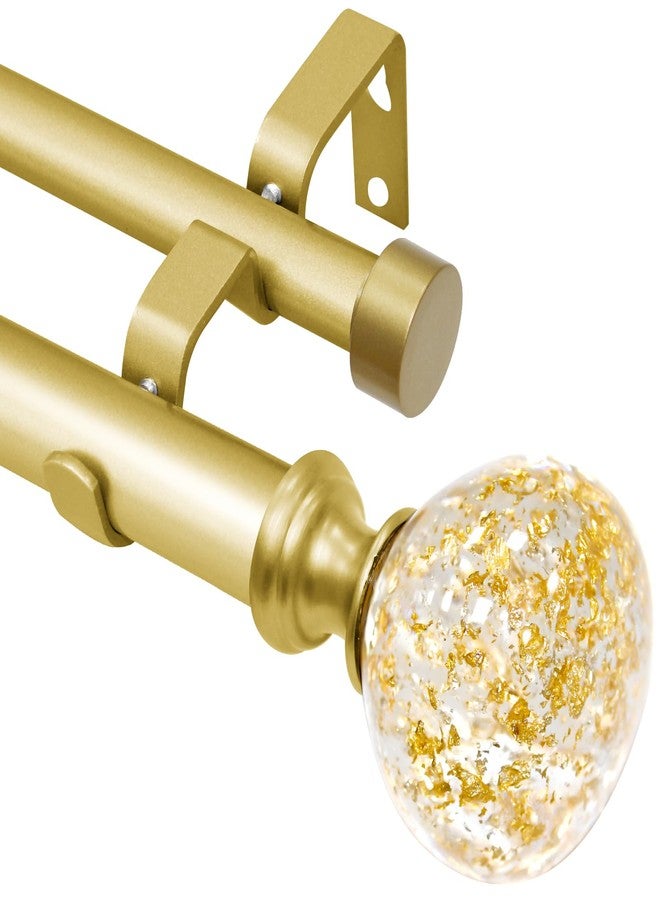 EQURROY Gold Double Curtain Rod for Windows 66 to 120 Inch: Double Window Treatment Curtain Rod Heavy Duty Adjustable from 66 to 120 Inch - Gold Foil Resin Finials and Double Curtain Rod - Image 1