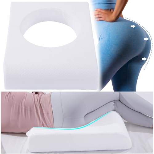 HOMBYS BBL Pillow After Surgery for Sleeping,High Density Foam Butt Pillow,Brazilian Butt Lift Pillow Post Surgery Recovery for Sleeping,BBL Chair with Hole (White) - Image 1