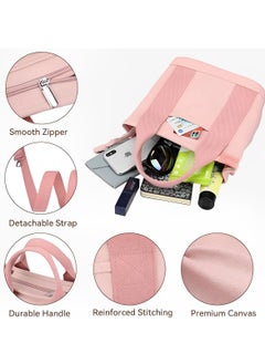 Skycare Skycare Canvas Tote Bag for Women,Small Tote Bag with Zipper Canvas Crossbody Bag Everything Tote Bag with Compartments  - Image 5
