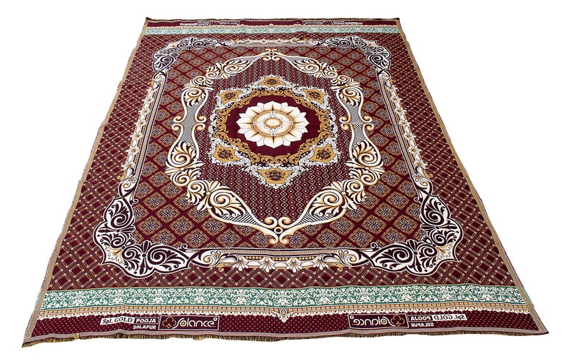 Mandhania Pooja Solapuri Chaddars 100% Cotton Dailyuse Double Bed Blanket Pack of 1 - Multicolor - Image 3