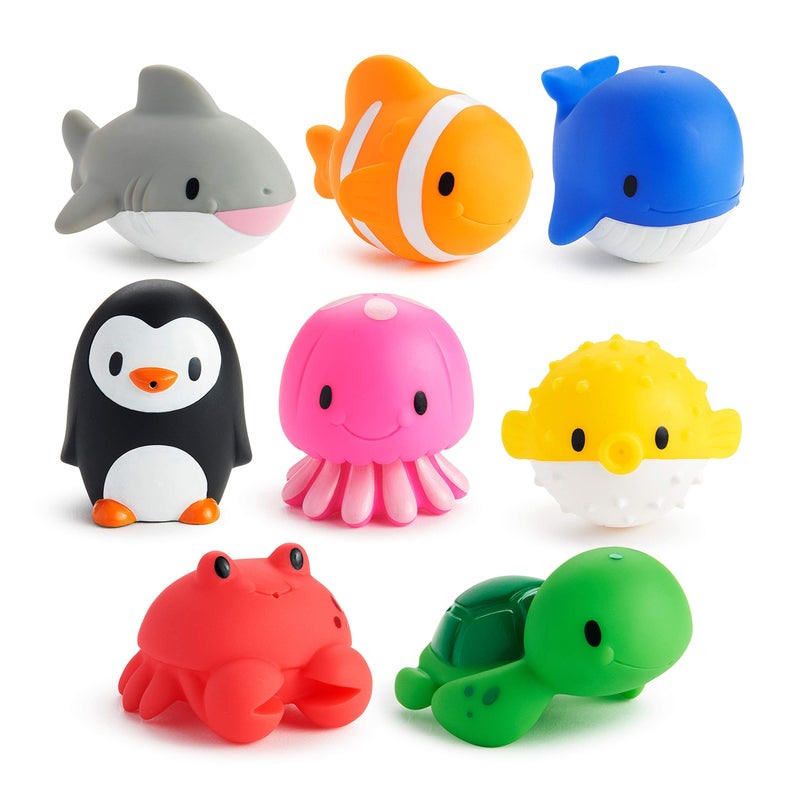 Munchkin Baby Bath Toy Squirts for Babies and Toddlers 9 Months and Up, Ocean Sea Animals Squirters, 8 Pack - Image 1
